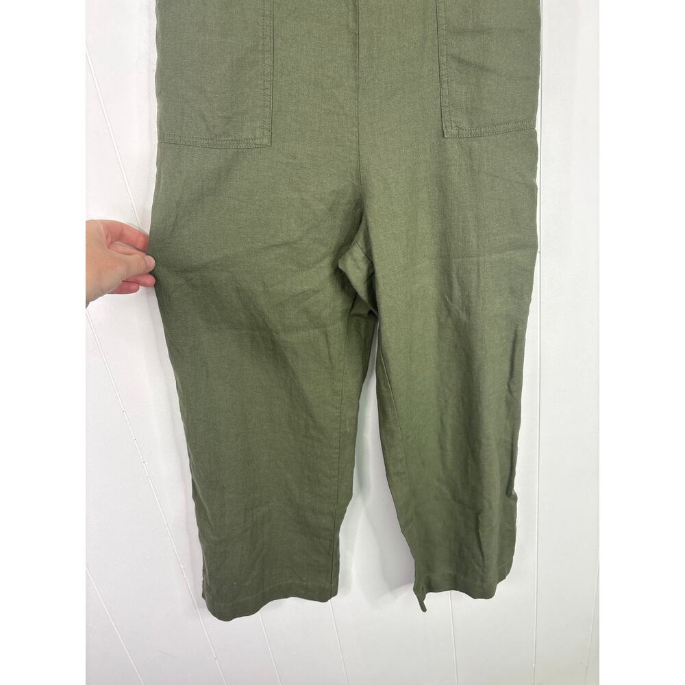 Old Navy Olive Green Linen-Blend Wide-Leg Jumpsuit - Picture 6 of 10